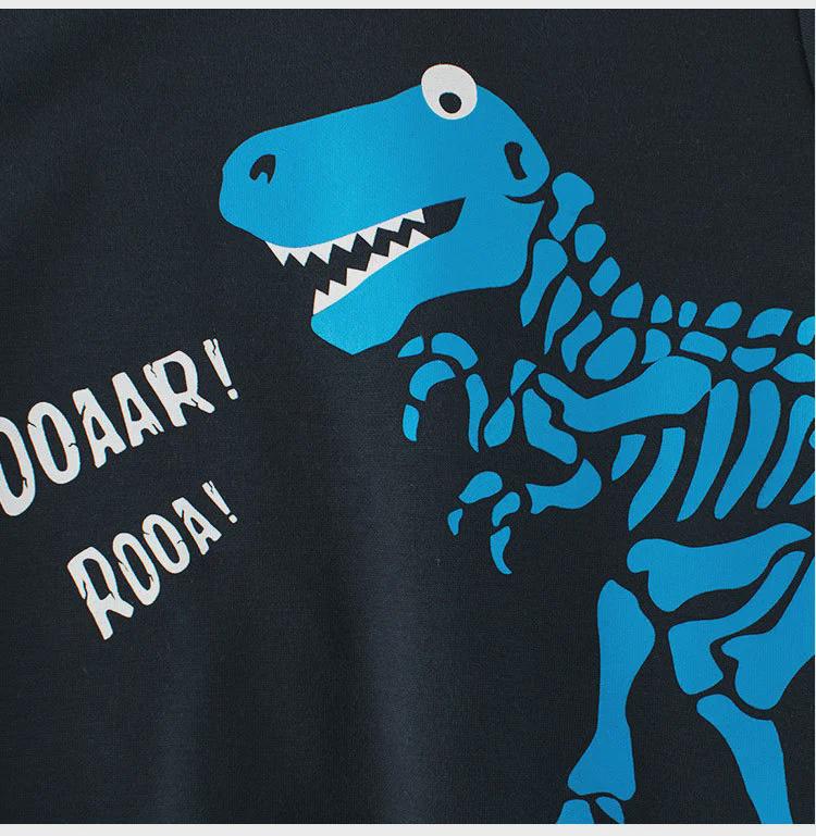 27Kids Korean Children's Dinosaur Cartoon Sweater - New 2024 Autumn/Winter Collection Plus Velvet Baby Clothes.