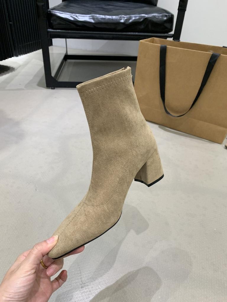 Autumn thick heel elegant light casual short boots small leather boots simple commuting casual square head fashion boots
