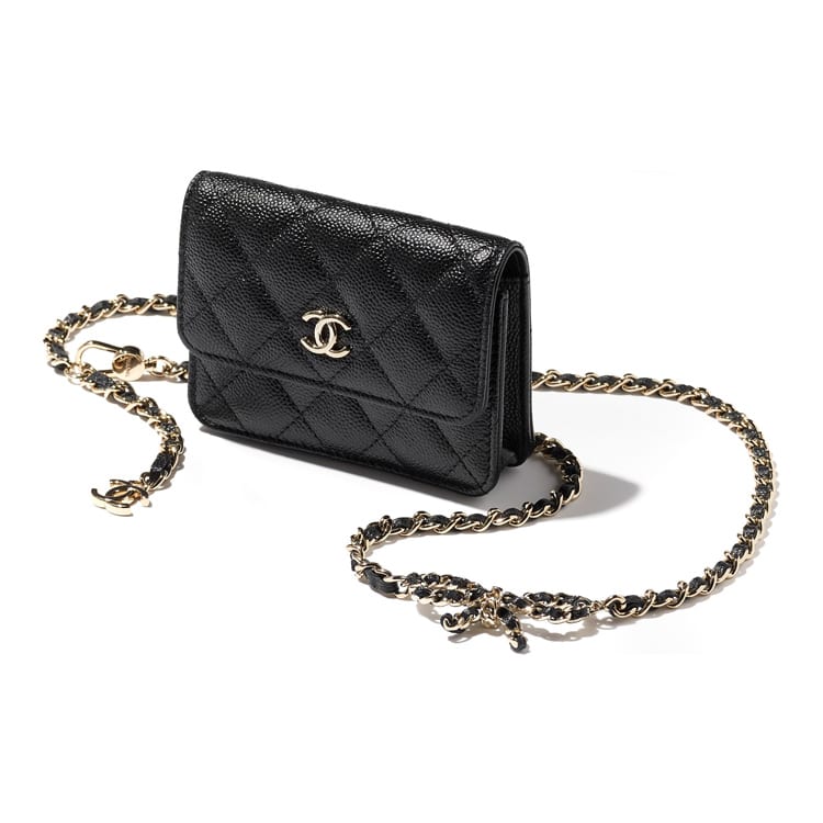 CHANEL Grain Calfskin Fanny Pack Women's Black AP3352-B10706-94305