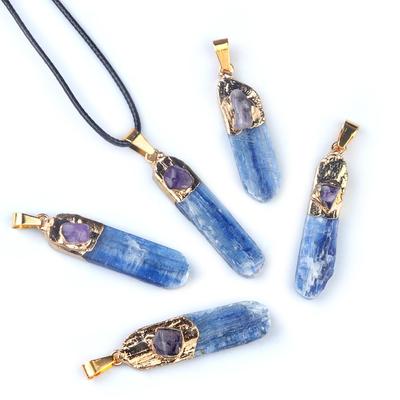 Ny Stil Damhalsband Natursten Blå Kvarts Oregelbunden Hänge Halsband För Flicka Födelsedagspresent Unisex Kvinnor