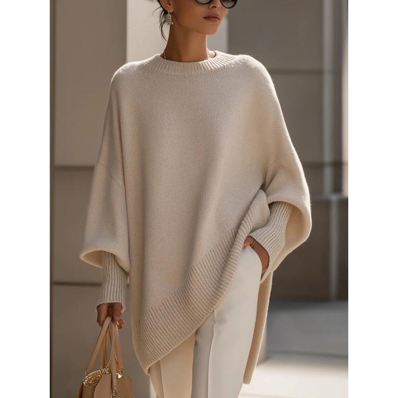 2026 Autumn/Winter Women's Solid Color Loose Knitwear: European & American Round Neck Pullover Sweater