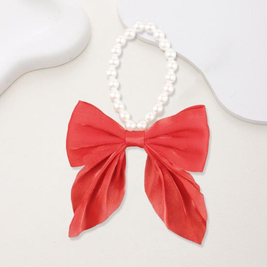 Pet Cat Dog Collar Lovely Red/Black Large Bow Collar Elastic Faux Pearl Necklace Pet Fashion Neck Decorative Accessories for Kitten Puppy