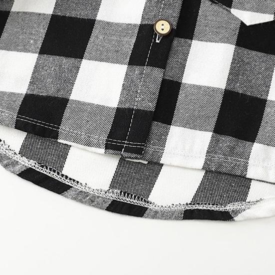 Kids Plaid Hooded Shirt Spring Fall Chest Pocket Button Closure Loose Causal Boys Girls Toddlers Children Long Sleeves Top Jacket