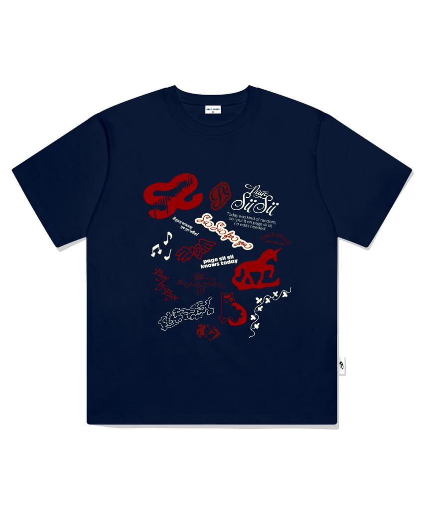 PAGESIISII Sisi Assembly Printed Short Sleeve T-Shirt Navy