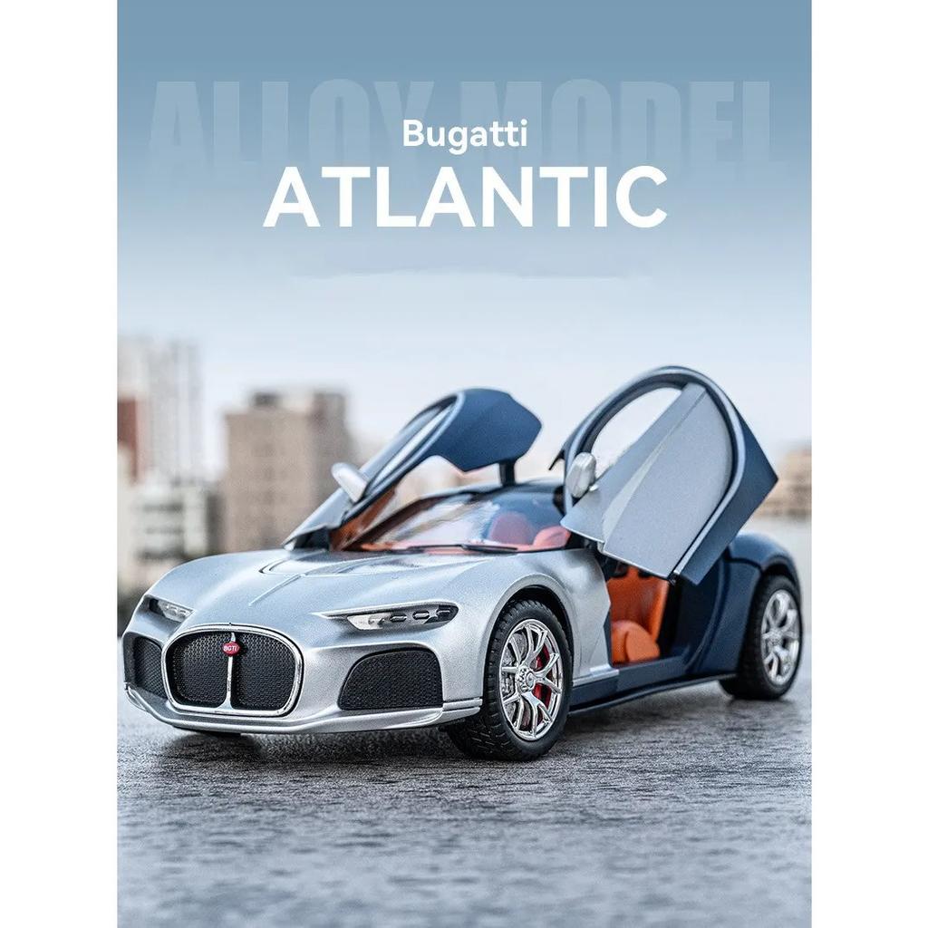 1/24 Scale Bugatti Atlantic Alloy Sports Model Car Diecasts Metal Toy Race Vehicles Simulation Sound Light Collectible Childrens Gifts