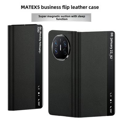 Kožené pouzdro Huawei Mate X5: Magnetický inteligentní okenní kryt pro skládací obrazovku, plná ochrana