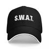 SWAT Logo Baseballkappe Schwarz und Weiß Verstellbare Mütze für Unisex und Damen Taktischer Stil Streetwear Accessoire