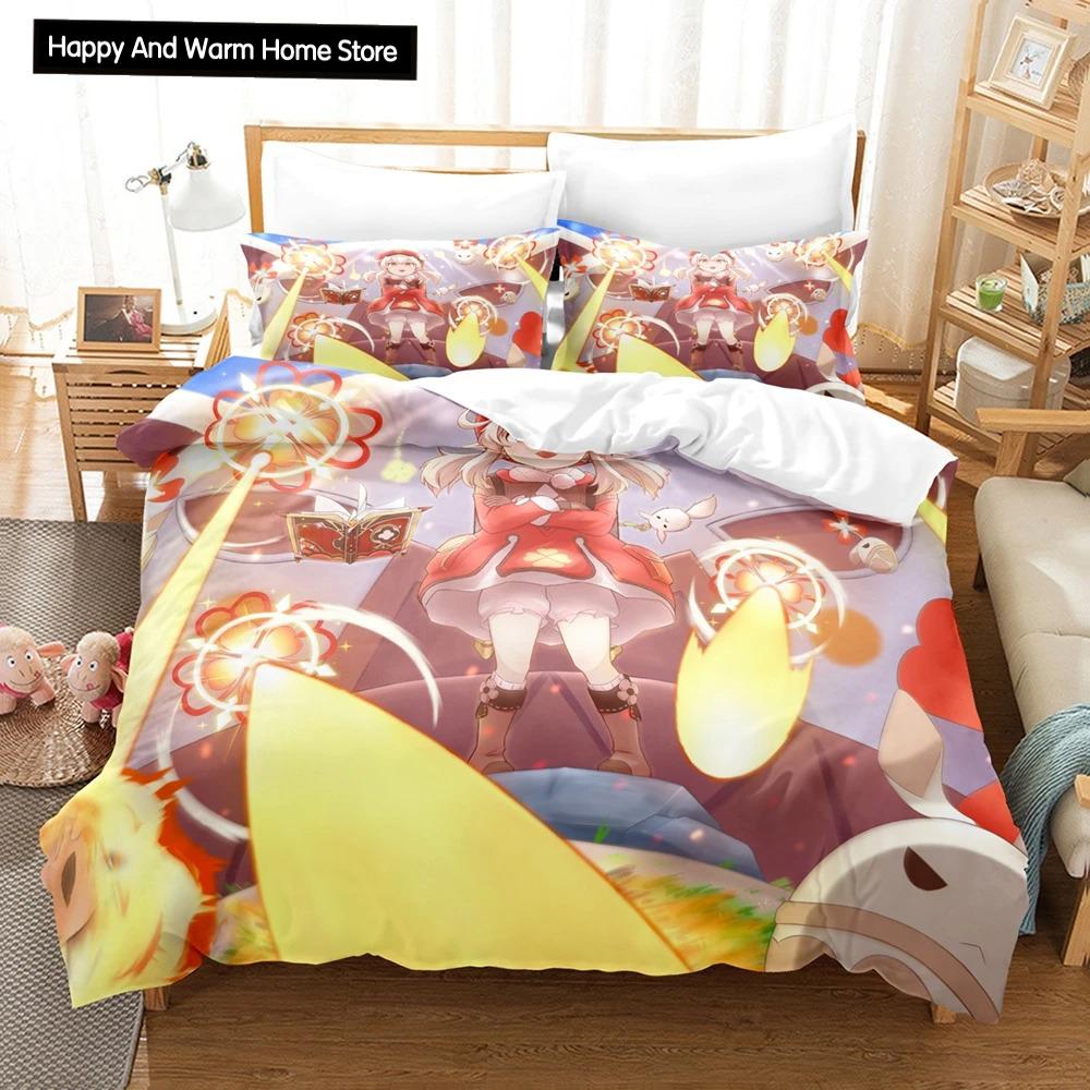 3D Print Cartoon Bedding Set Genshin Impact Game 3d Duvet Cover Set Comforter Bed Linen For Boy Decor Bedclothes