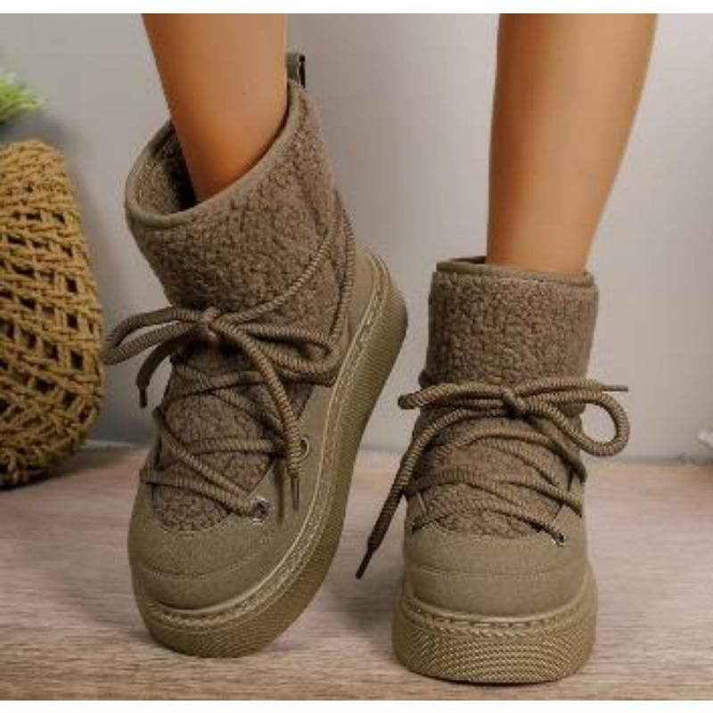 

мода Женские ботильоны Осень Зима Теплые зимние сапоги Мода Cross-Tied Натуральная кожа Плоские туфли на платформе Обувь Женщина Досуг