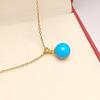 Natural Raw Blue Turquoise Round Pendant Retro Simple Pure Gold-Plated Blue Planet Pendant