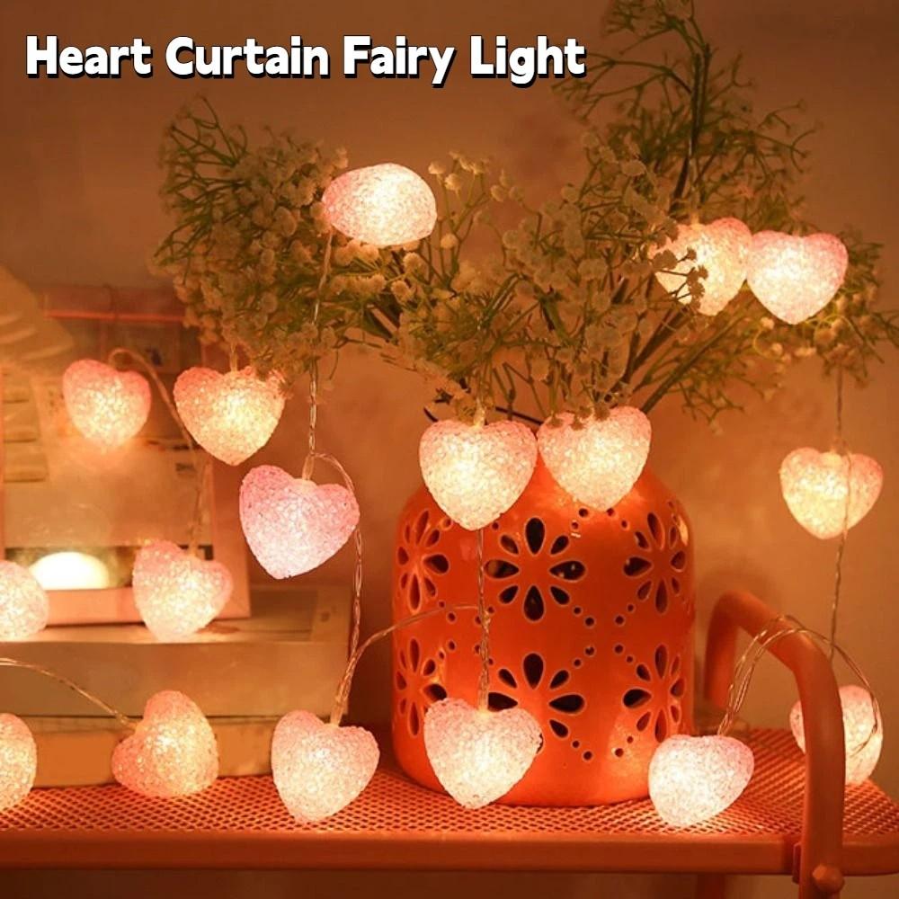 USB Port Heart Curtain Fairy Light Creative Beautiful Valentine Day LED String Lights Red Pink Romantic LED Atmosphere Light
