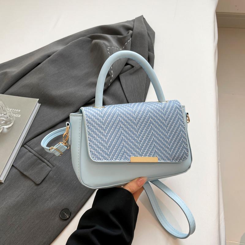 2025 new trendy casual popular texture splicing fashionable simple solid color foreign style shoulder crossbody small square women's bag