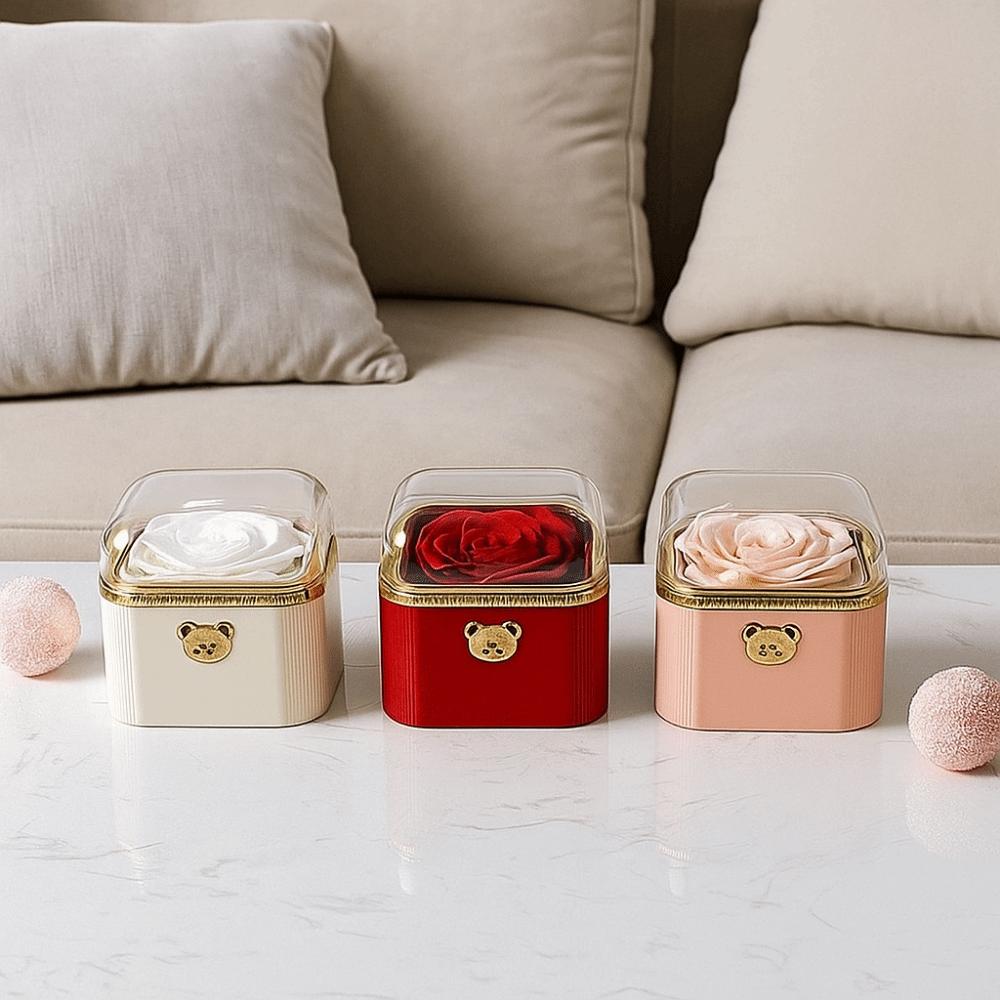 Cute Rotating Rose Box Romantic Surprise Jewelry Storage Box Necklace Storage Case  Mother's Day