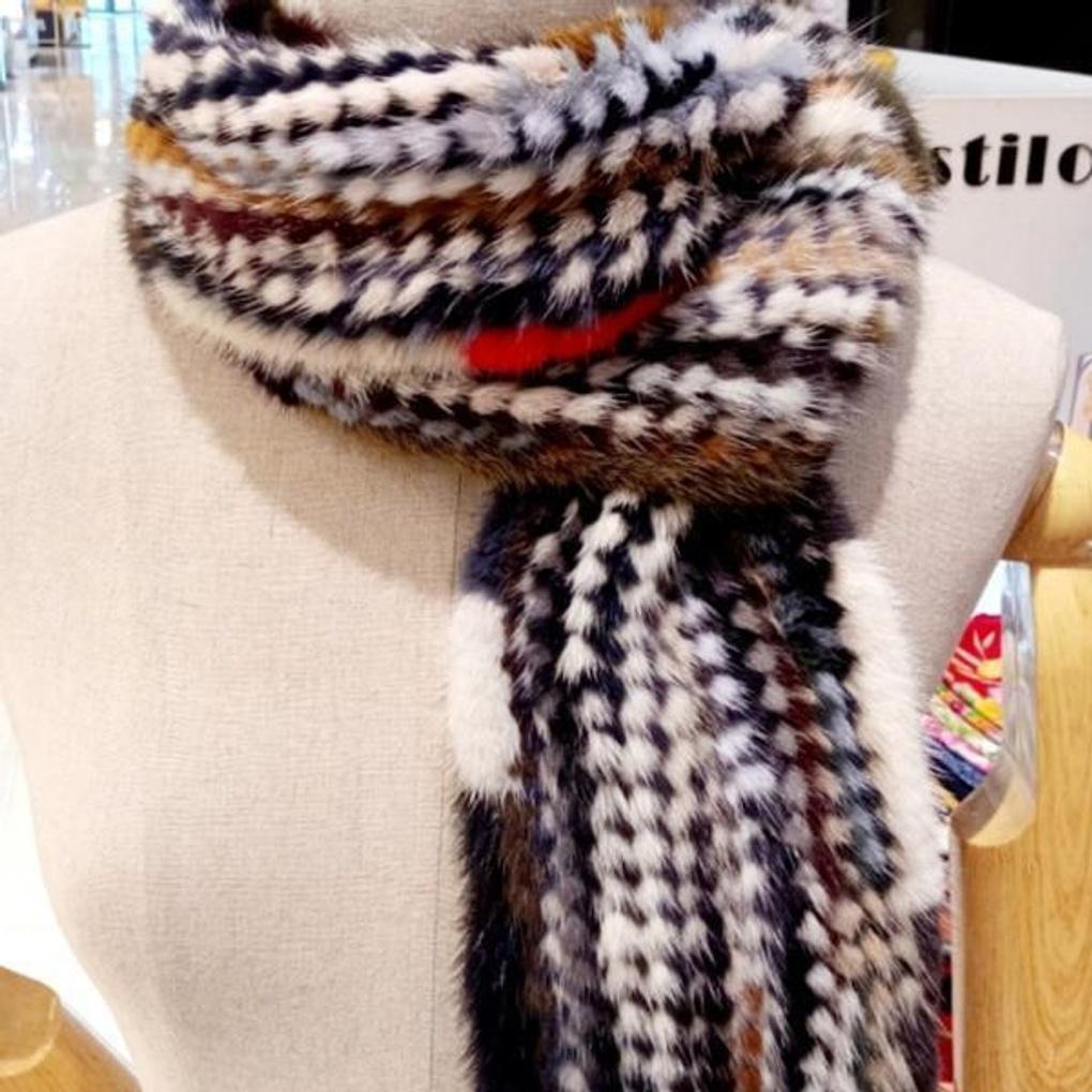 Shirring Skin Multi Mink Muffler E20F1FF107