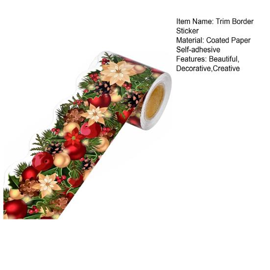 Weihnachts-Pinnwand-Bordüre Aufkleber Weihnachtsblumen-Zierbordüre Selbstklebende Etikettenaufkleber