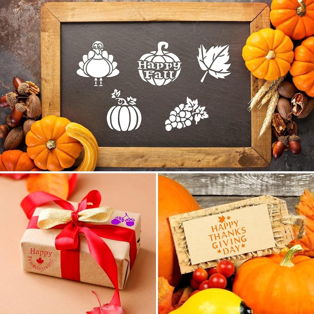 Konsait Thanksgiving Decoration Cookie Stencils, 20 Pack Happy Fall Farmhouse Harvest Give Thanks AutumnTemplate Stencils for Baking Royal Icing Cake