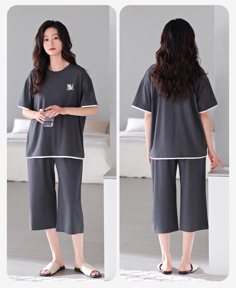 Women's Summer Modal Short Sleeve & Capri Home Set - Plus Size, Casual Ice Silk Cool Feel