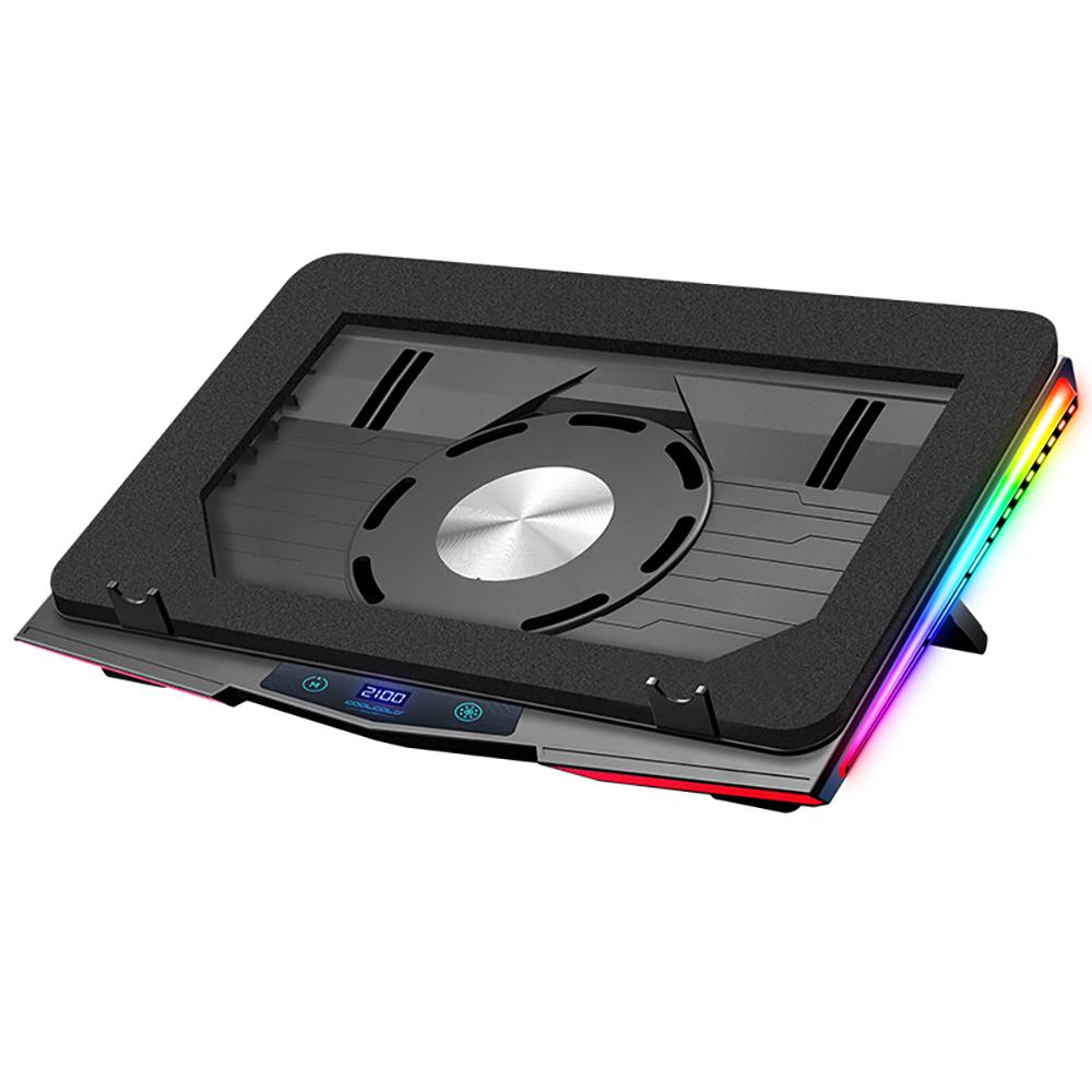 COOLCOLD Air Compression RGB Laptop Cooling Pad - Ultra-Quiet USB Cooler, Fast Heat Dissipation & Adjustable Stand чёрный