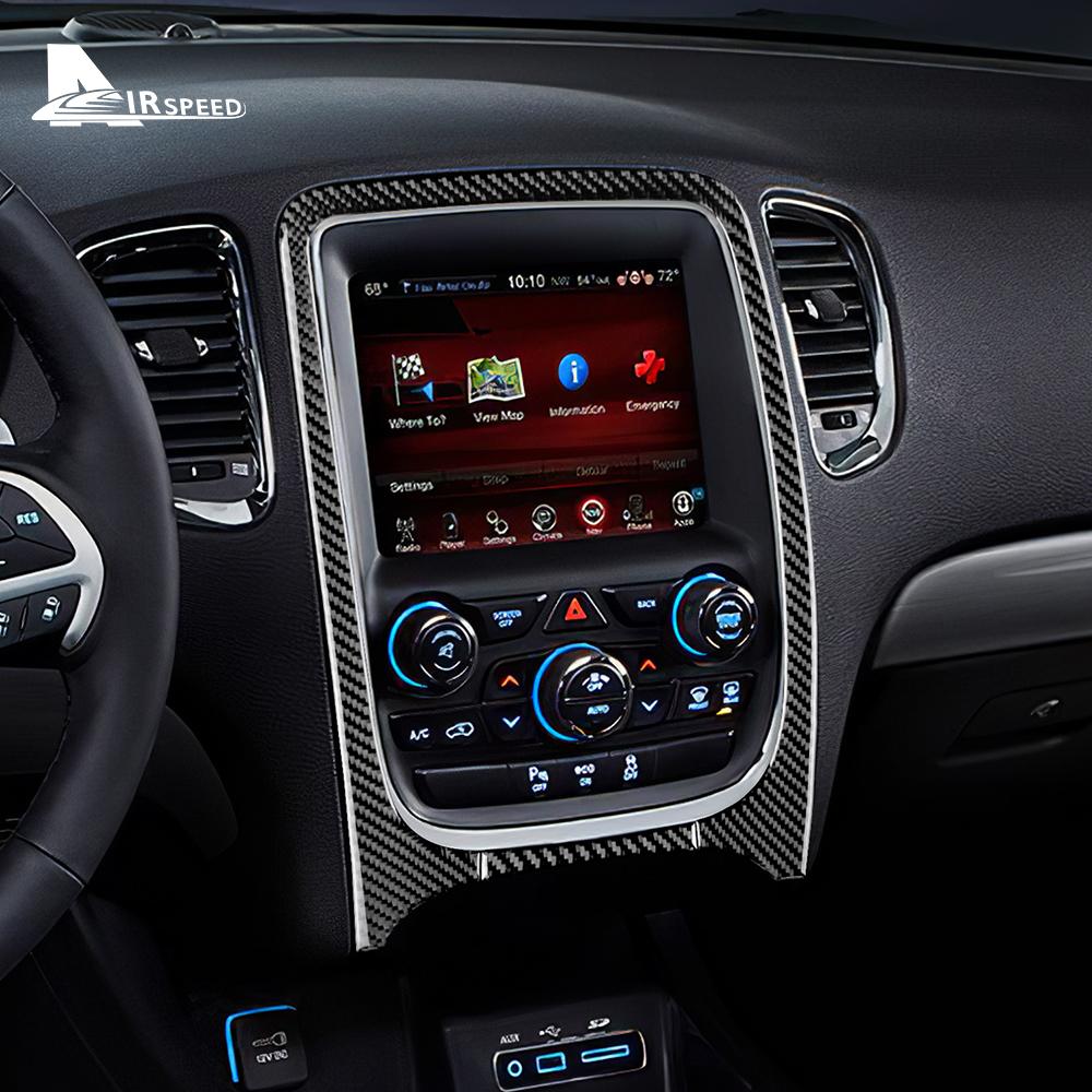 Real Carbon Fiber Sticker For Dodge Durango 2014-2020 Central Control Panel Navigation Car Cover Interior Trim Accessories