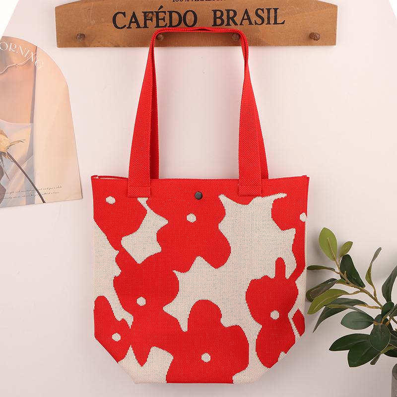 Korean Simple Knitted Shoulder Bag Chic Large Capacity Tote Bag Ladies Casual Handbag  Versatile Shoulder Bags