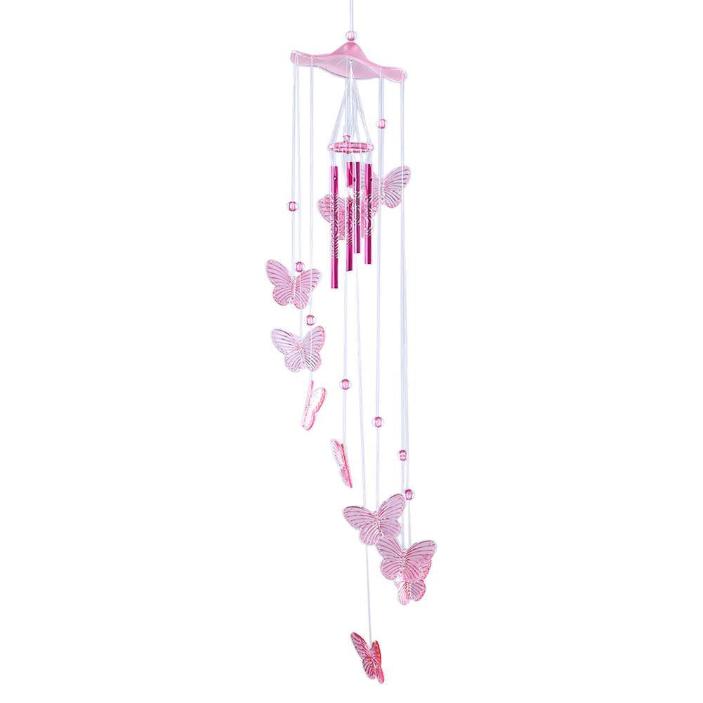 Butterfly Tubes Windchime Handmade Craft Door Hanging Pendant Bright Color Wall Decoration Chime for Home Garden Room Decoration