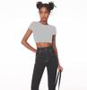 European American Crop Tops: Short Sleeve, Navel-Baring, for Yoga & Running with Pocket & Chest Pads