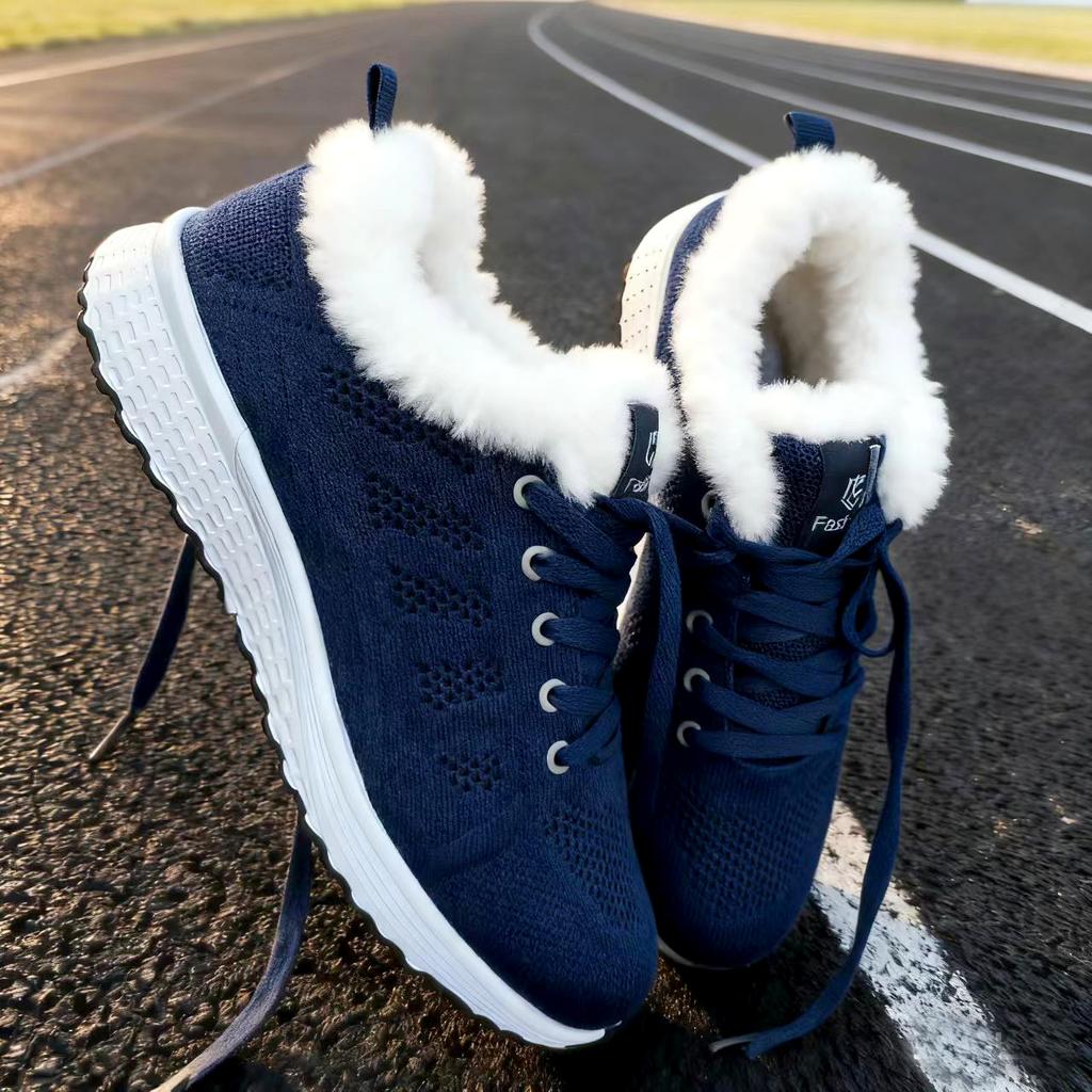 Winter Fashion Plush Walking Flats, Sports Shoes, Women'S Casual Shoes