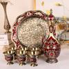 European Wine Set, Alloy Home Wine Pot Wine Glass Set, Red Vintage Wine Glass, Old Wine Pot Home Living Room Decoration,1Set