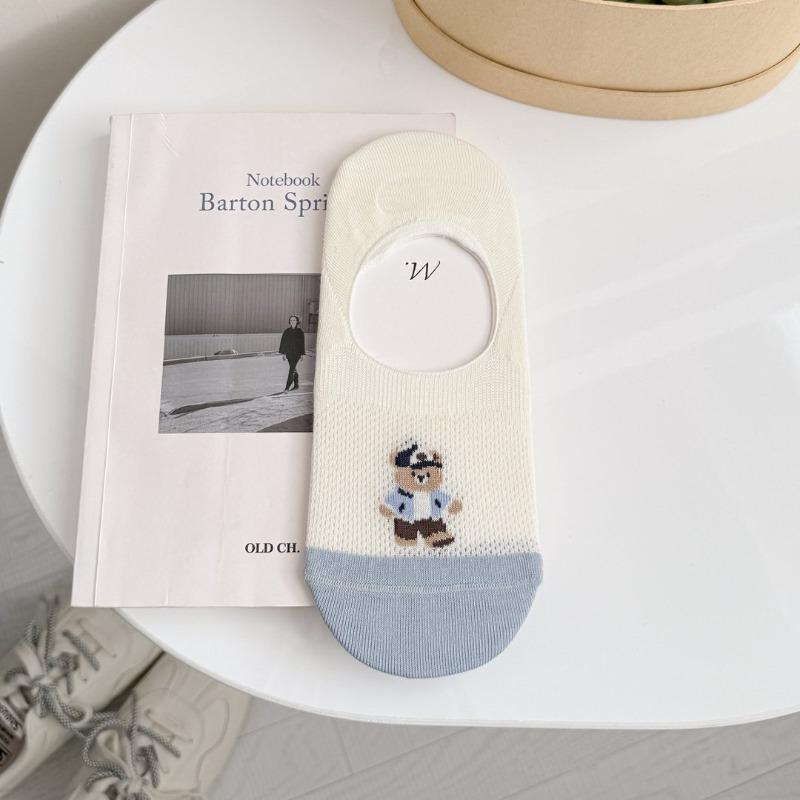 Sock Little Bear Invisible Socks with Slanting Mouth Boat Style Cute and Adorable Anti-Slip Women's Socks