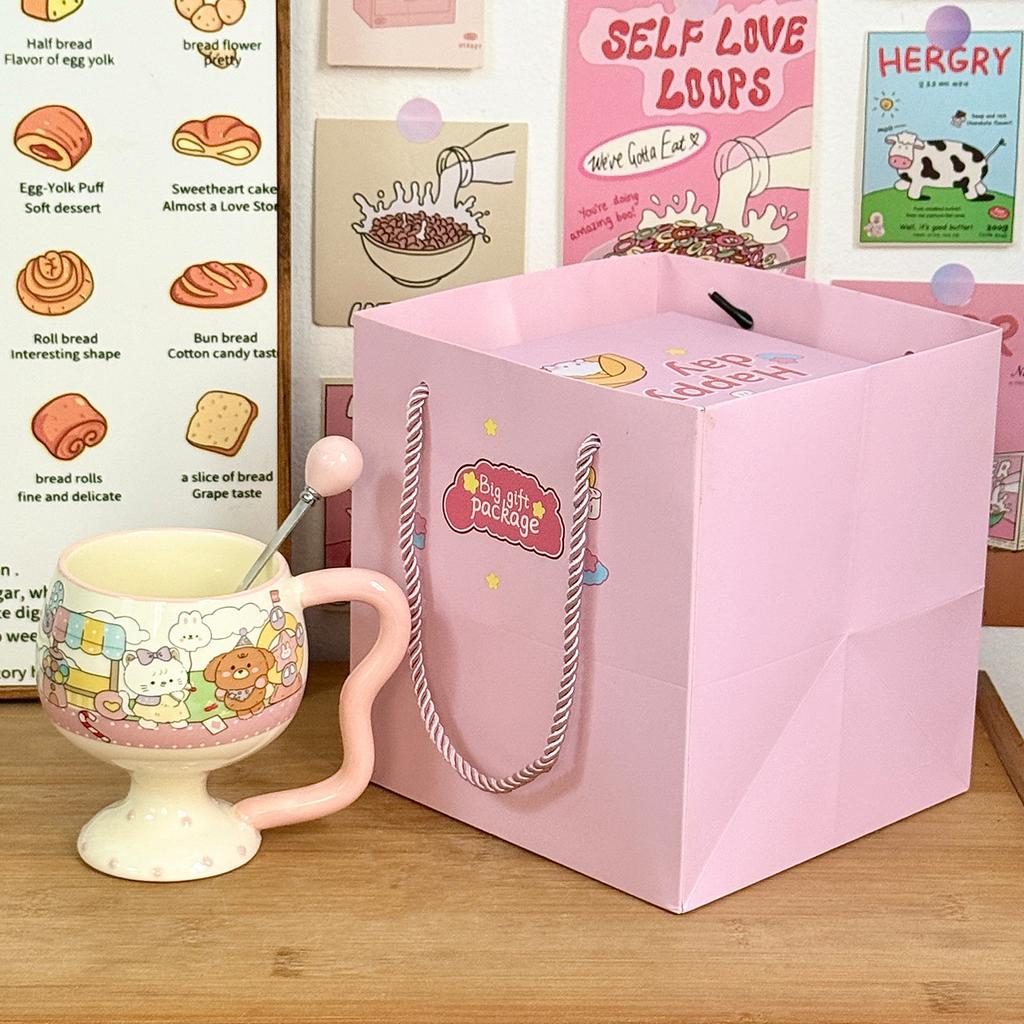 Cute Girl Goblet Cartoon Mug Ceramic Water Cup Household High-value Coffee Cup Good-looking Birthday Gift