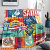 1Pc Nautical Print Flannel Blanket, High Quality Comfortable for All Seasons, Home Decor, Warmth and Comfort, Perfect for Christmas Gifts