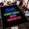 Gaming Carpet with Controller Neon Design and "Keep Calm" Text Suitable for Use As an Anti-slip for Living Room Bedroom Sofas