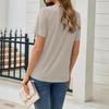 Women's Fashionable Casual Patchwork Cross Button Decoration Loose Short-Sleeved T-Shirt Top