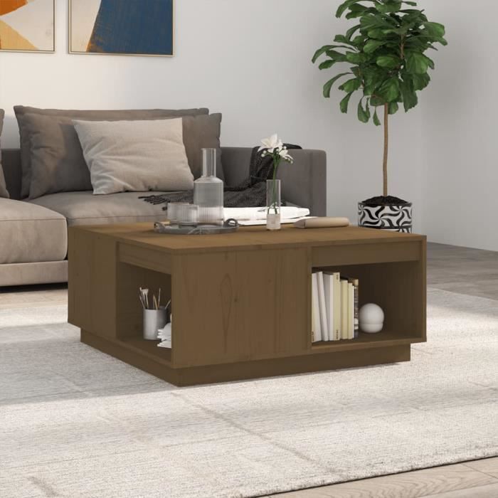 814527 vidaXL Table basse Marron miel 80x81x36,5 cm Bois massif de pin