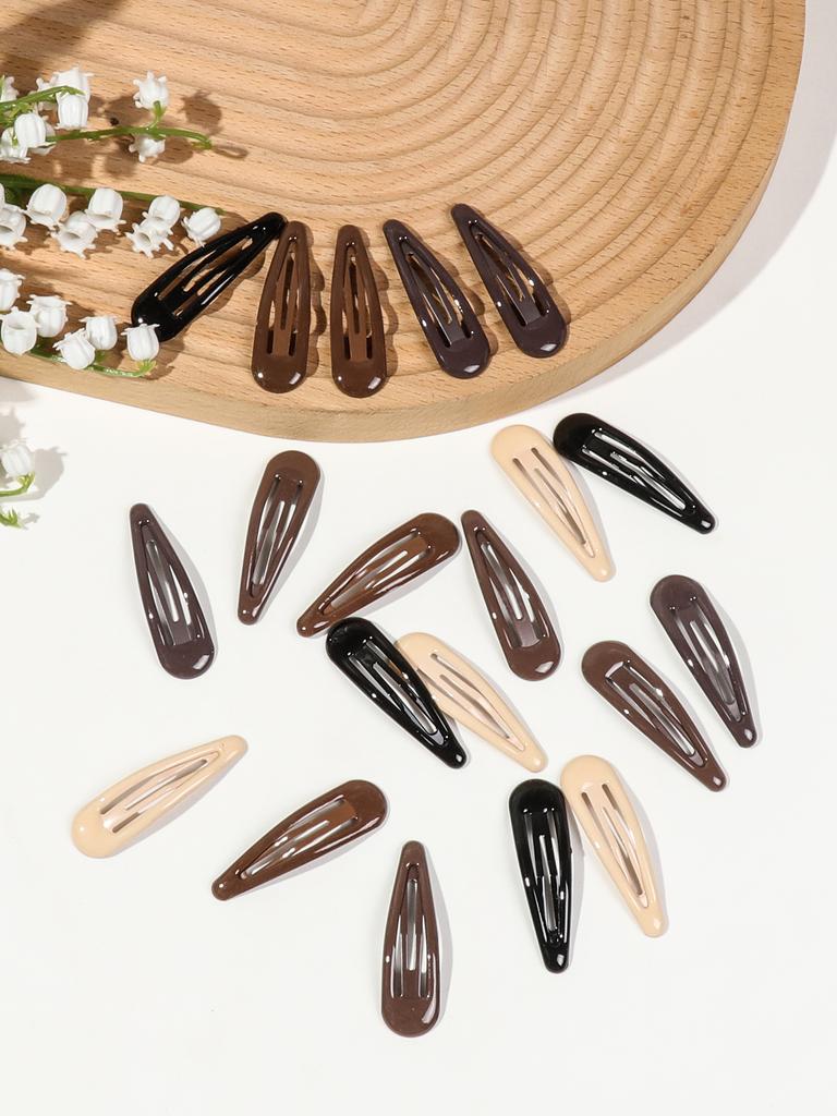 12/20Pcs Colorful Metal Snap Hair Clips 2 Inch Black Barrettes for Women Styling Non-Slip Waterdrop BB Hairpins Accessories