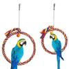 Bird Swinging Toy Parrot Cotton Round Hanging Rope Toy Bird Cage Stand Pet Accessory(BlueRed )