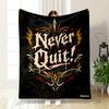 A Bold "Never Quit!" Text Surrounded by Dynamic Tribal-style Patterns. for All Seasons Blanket Lunch Break Throw Gift