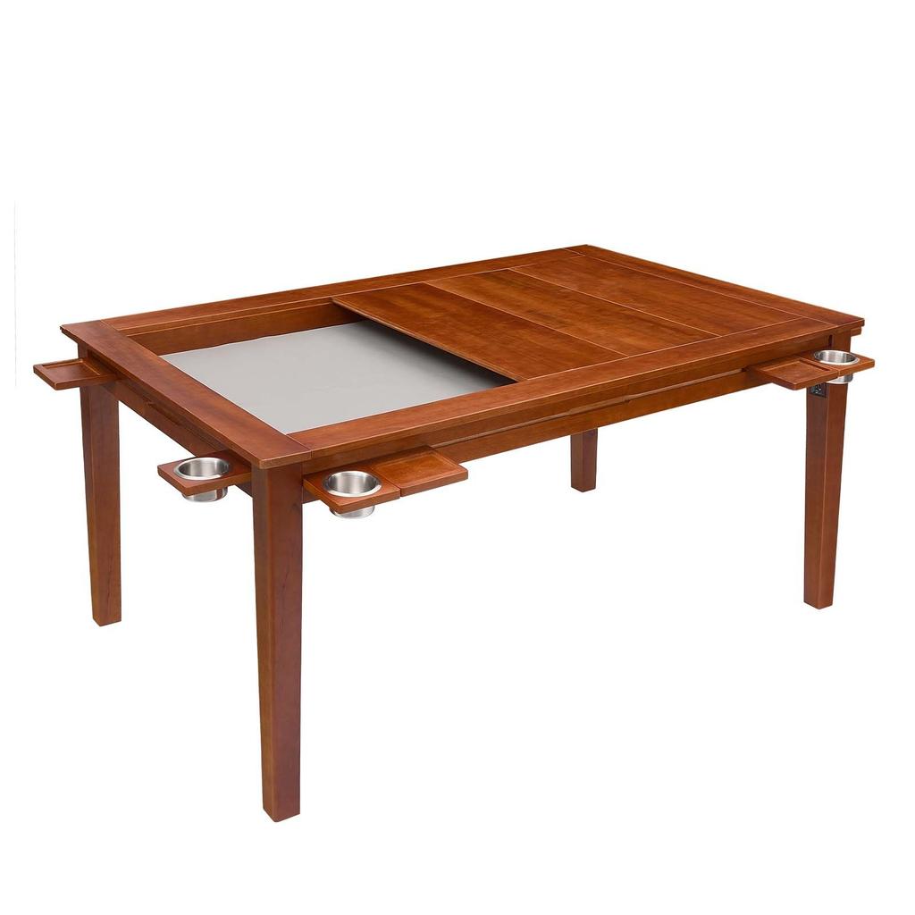 VEVOR Board Game Table 2-in-1 Gaming and Dining Table 1.6 X 1 X 0.76 M, Roomy for 6 Players, with Removable Tabletop, Leather Gaming Mat