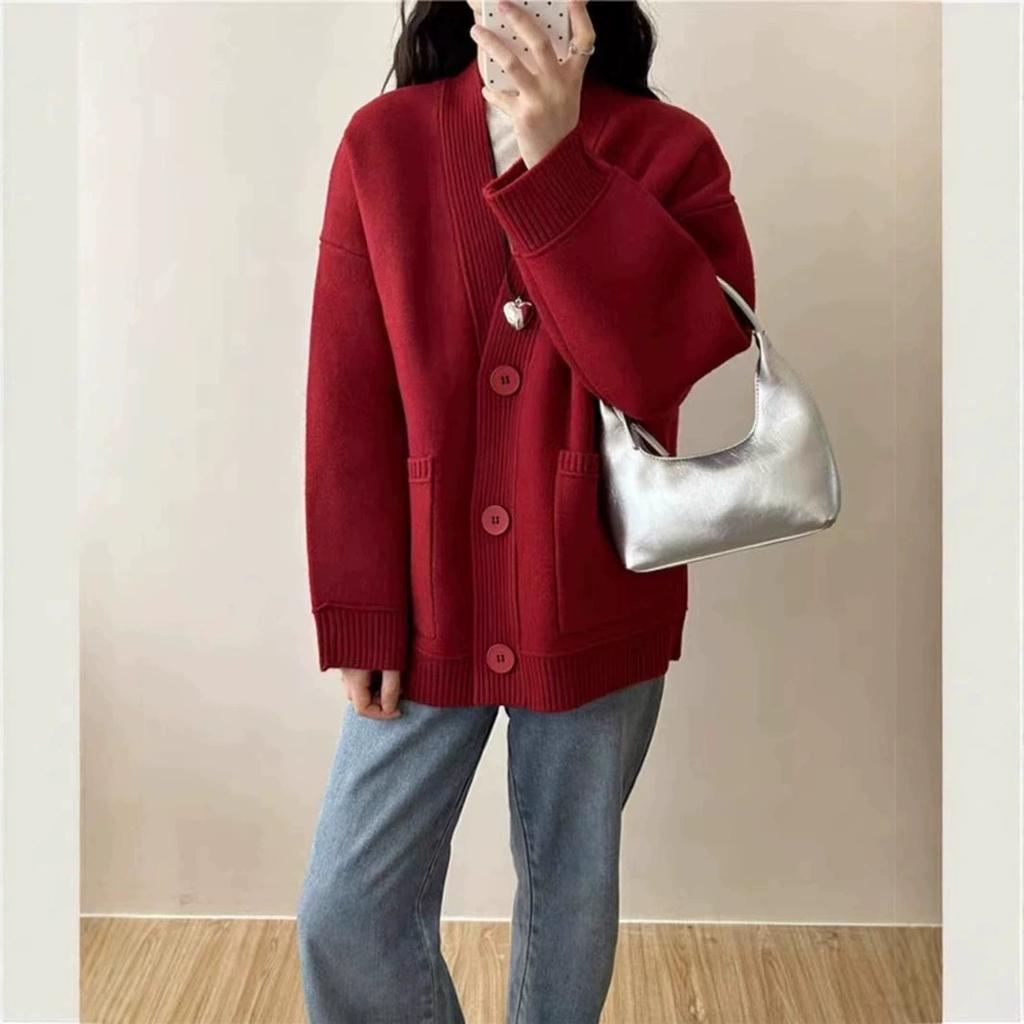 Women Sweater Knitting Basic Fashion Tops Tees Cardigan Long Sleeve Korea Shirt Loose Coat