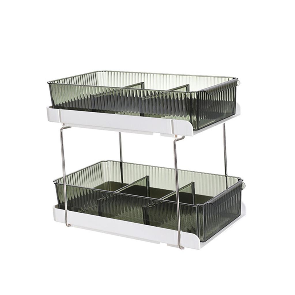 2 Layers Desktop Organizer Cosmetic Holder Stainless Steel Frame Rustproof Modern Multifunctional