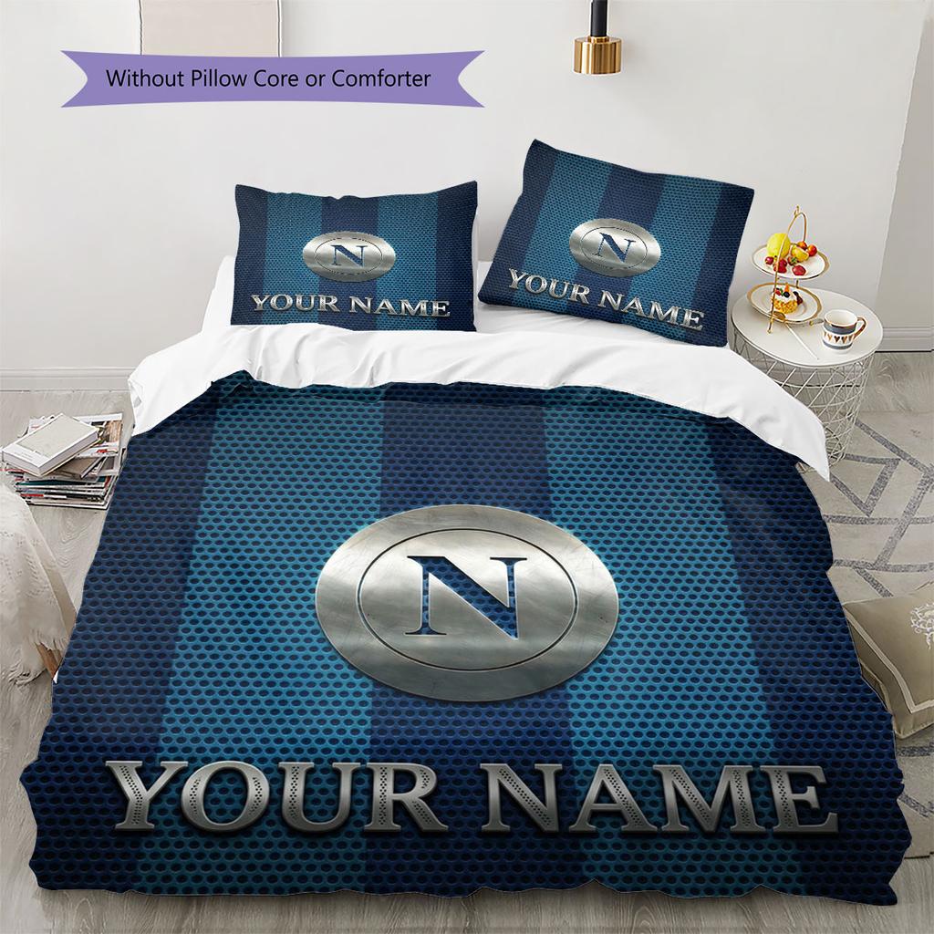SSC Napoli Custom Name Pattern Bedding,Quilt Set Quilt Cover Pillowcase Home Birthday Gift(1 * duvet cover + 2 * pillowcase, without core)