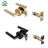 Modern Entry Door Lock Handle Set Zinc Alloy Room Interior Knurled Door Lock Levers Matte Black Bedroom Door Handle