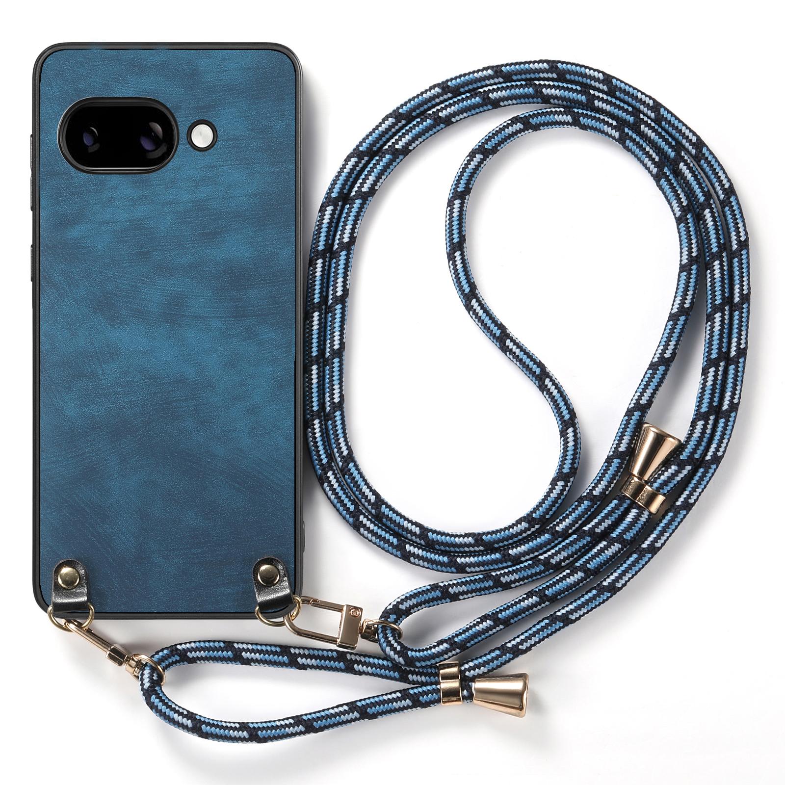 

For Google Pixel 9a Retro Leather Phone Back Cover with Adjustable Strap Brown