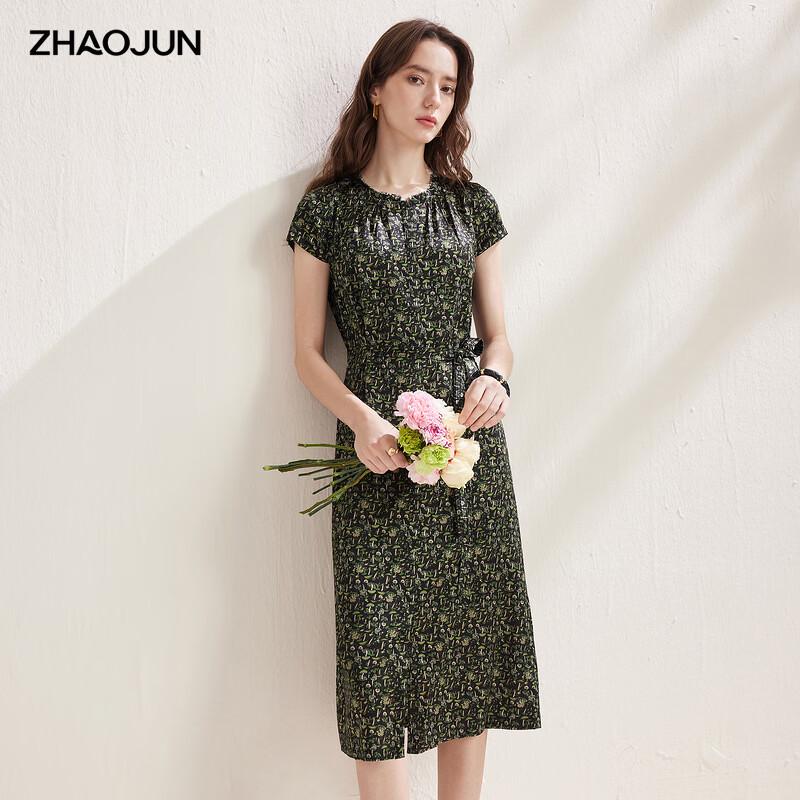 Zhaojun 2026 Spring Summer Mulberry Silk Printed Midi Dress XL