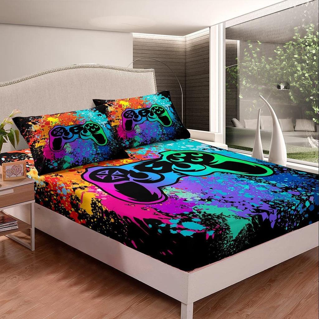 Gamepad pattern mattress four-piece digital printing bedroom room dormitory bedding decoration
