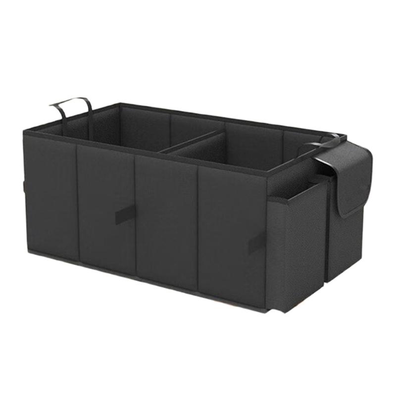 

Car Storage Box Multiple Compartment Car Trunk Organizer Cargo Storage Tool SUV Cargo Storage Container with Mesh Pocket 1