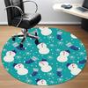 1pc Snowman Pattern Chair Carpet for Office, Round Non Slip Durable Large Size Office Carpet, Suitable for Office