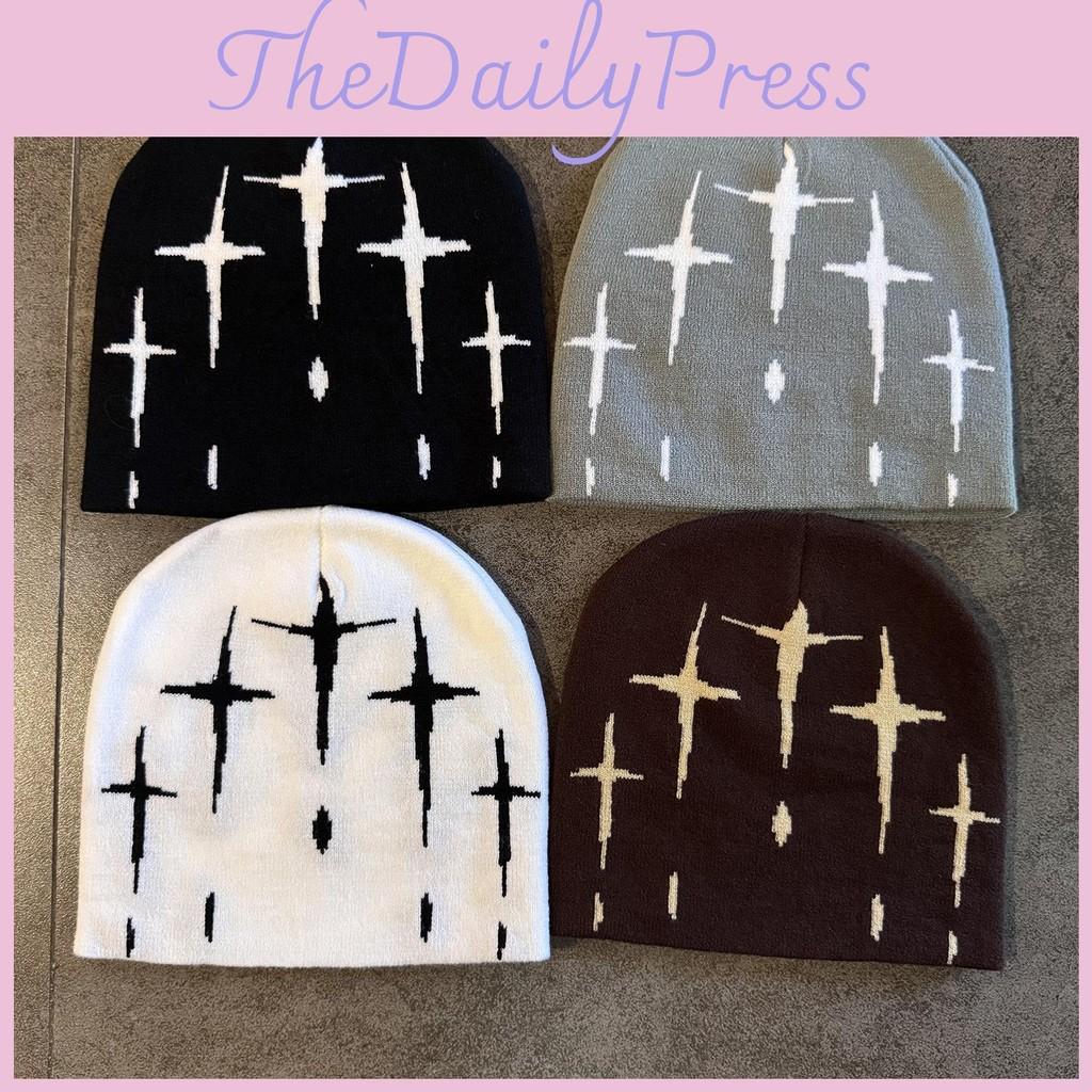Stars Knitting Acrylic Knit Hat Women Fall Winter Warm Beanie Letter Embroidery