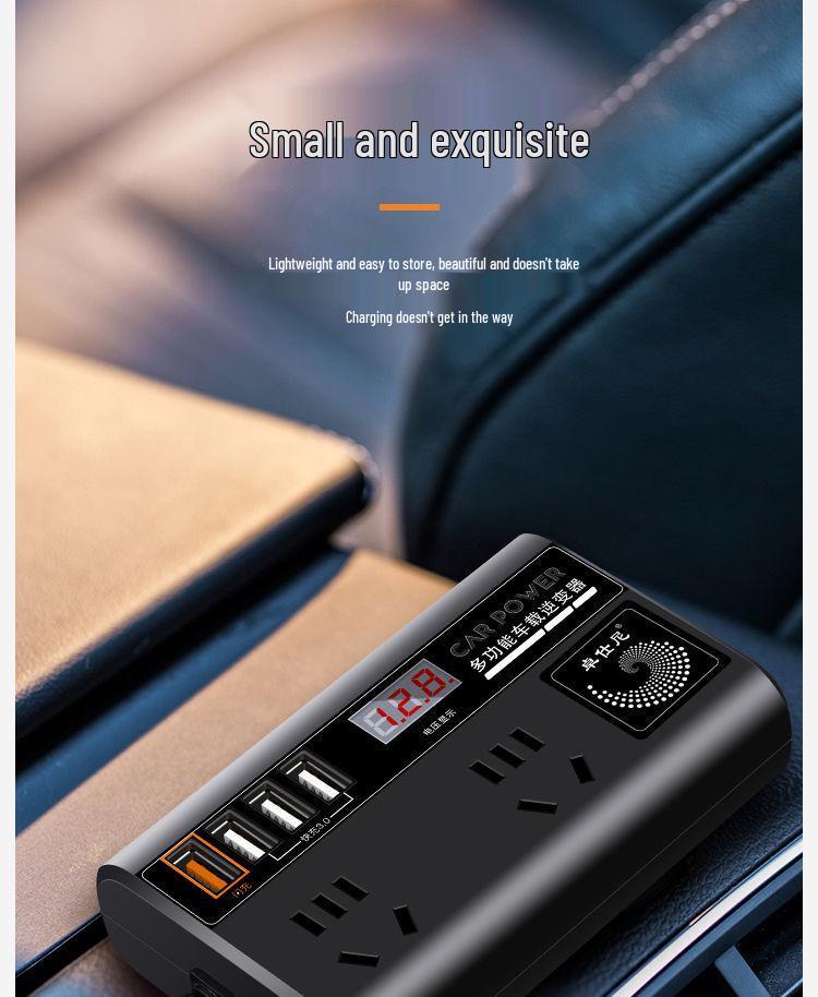 Multifunctional Car Power Inverter: 12V/24V To 220V Fast Charging Converter for Mobile Devices