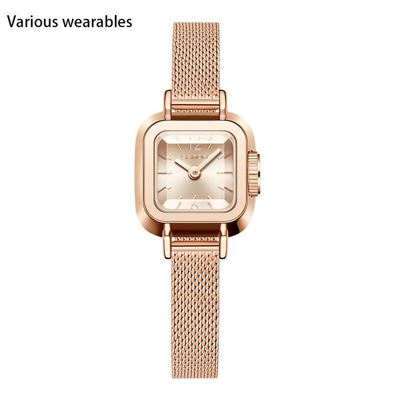 New Watch Square Mesh Belt Quartz Watch Fashion Simple Roman Pattern Waterproof Quartz Women's Belt Watch
